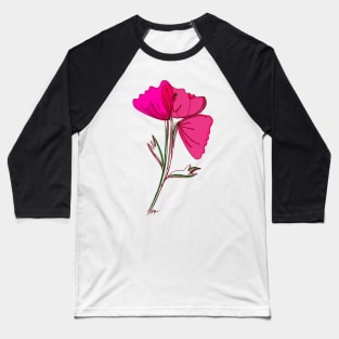 3 poppies & 1 face - pink Baseball T-Shirt